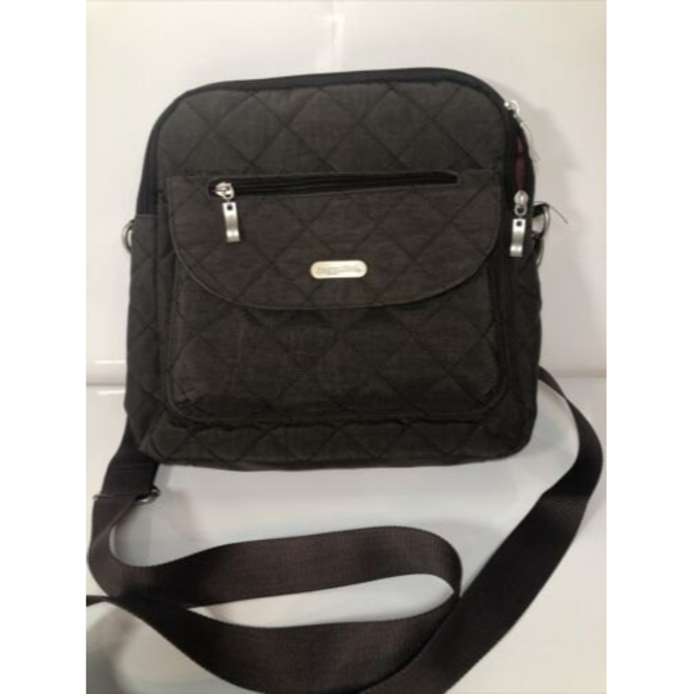 Baggallini Brown Quilted Nylon Convertible Crossbody Backpack Bag Sz Med